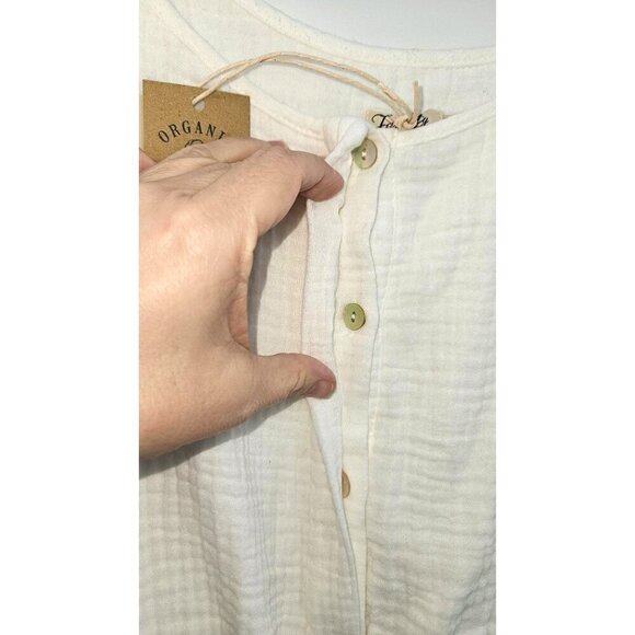 Faherty Leila Jumpsuit Sz Medium White All Organic Cotton Pockets Adj Straps NEW - Picture 7 of 16